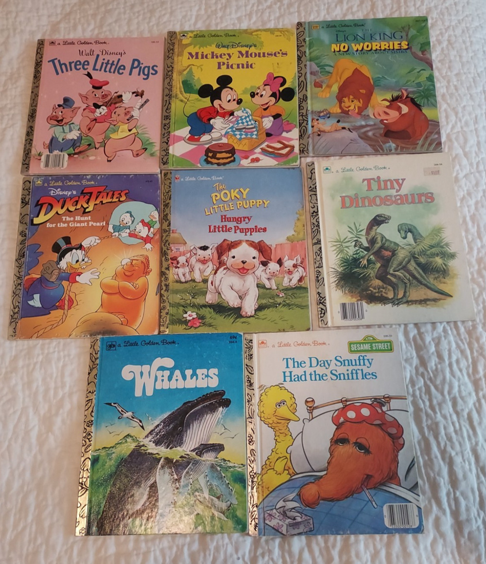Lot Of 8 Golden Books DuckTales Mickey Sesame Street 3 Pigs Lion King Classics